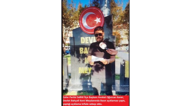 Zafer Partisi Salihli İlçe Başkanı Avukat Oğulcan Kaner'in Devlet Bahçeli Meydanında yaptığı açıklama infiale sebep oldu. 