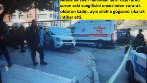 Adana’da seyir halindeki hafif ticari aracı süren eski sevgilisini ensesinden vurarak öldüren kadın, aynı silahla göğsüne sıkarak intihar etti. 