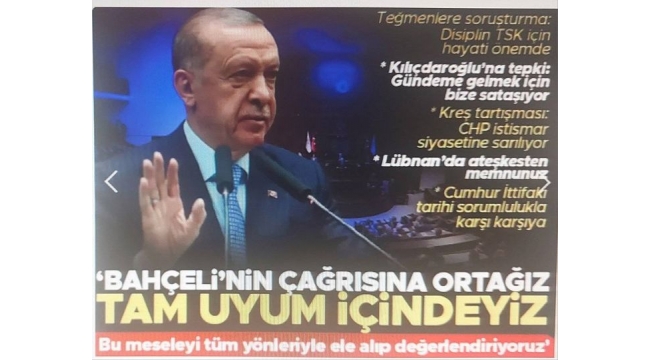 Cumhurbaşkanı Erdoğan: Bahçeli'nin çağrısına ortağız, tam uyum içindeyiz 