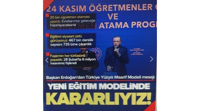 Son dakika: Cumhurbaşkanı Erdoğan düğmeye bastı... 20 bin öğretmen ataması yapıldı: Türkiye Yüzyılı Maarif Modeli vurgusu 